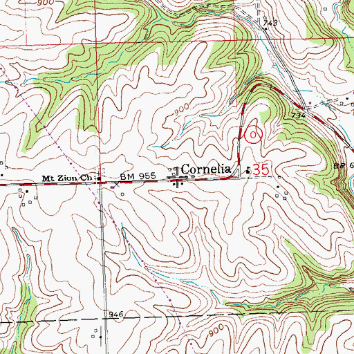 Topographic Map of Cornelia, WI