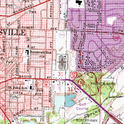 Topographic Map of Craig High School, WI