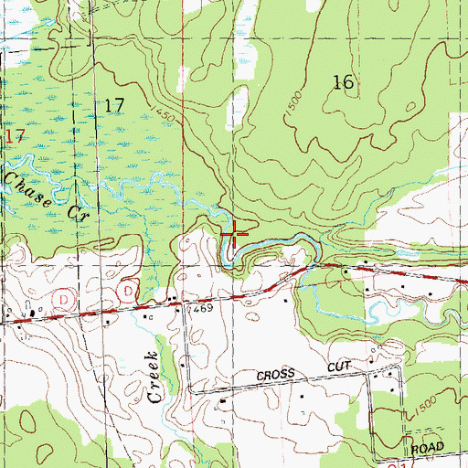 Topographic Map of Cramer Creek, WI