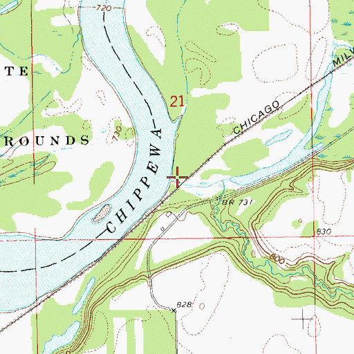 Topographic Map of Cranberry Creek, WI