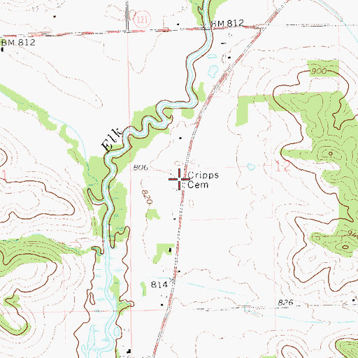 Topographic Map of Cripps Cemetery, WI