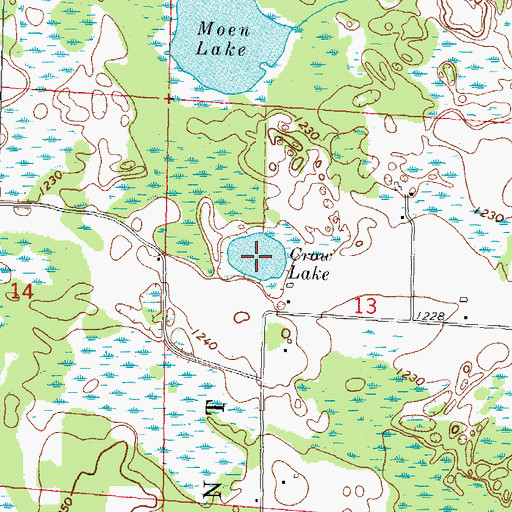 Topographic Map of Crow Lake, WI