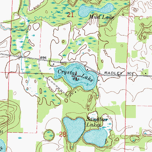 Topographic Map of Crystal Lake, WI