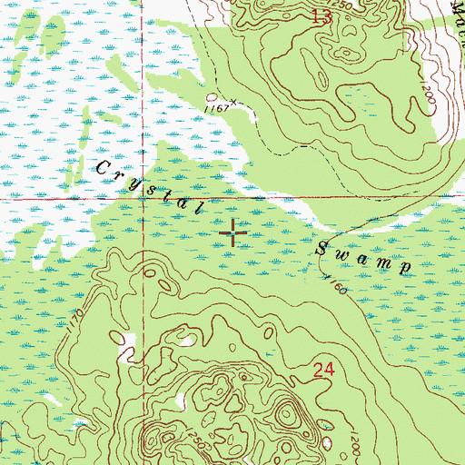 Topographic Map of Crystal Swamp, WI