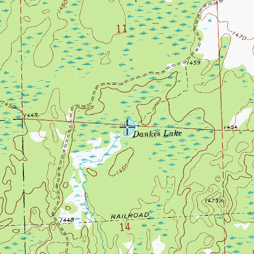 Topographic Map of Dankes Lake, WI