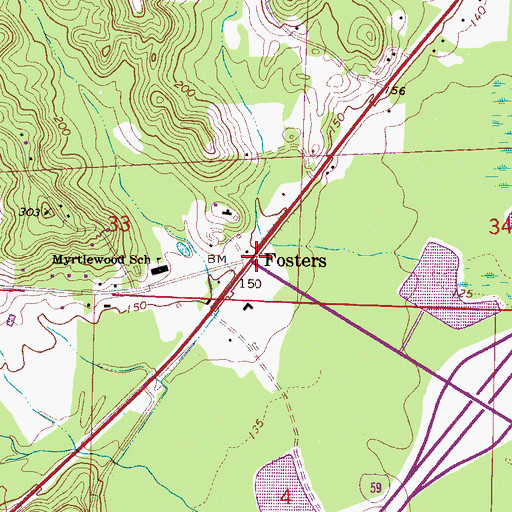 Topographic Map of Fosters, AL