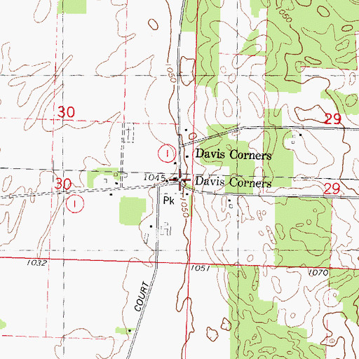Topographic Map of Davis Corners, WI