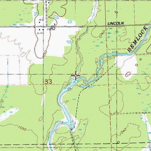 Topographic Map of Dawes Creek, WI