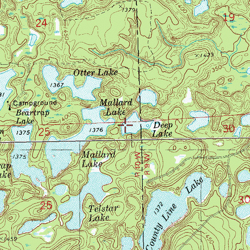 Topographic Map of Deep Lake, WI