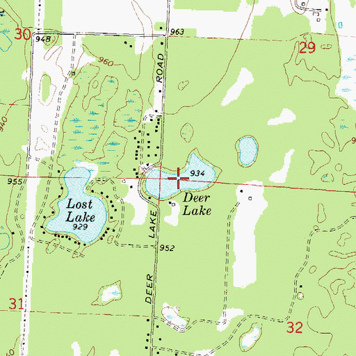 Topographic Map of Deer Lake, WI