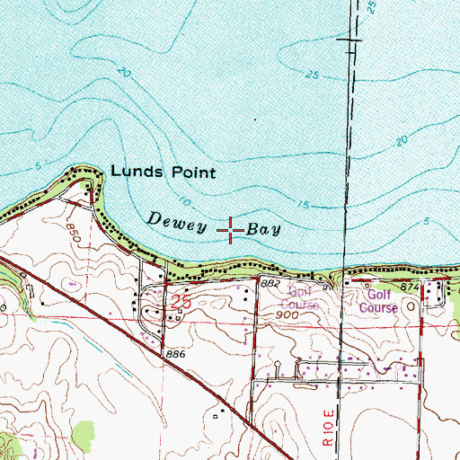 Topographic Map of Dewey Bay, WI