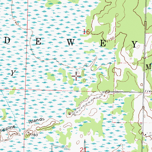 Topographic Map of Dewey Marsh, WI
