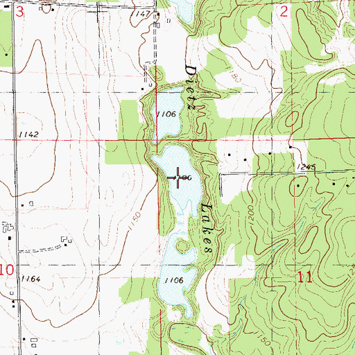 Topographic Map of Dietz Lakes, WI