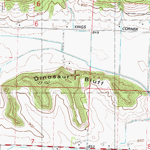 Topographic Map of Dinosaur Bluff, WI
