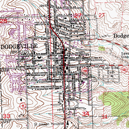 Topographic Map of Dodgeville, WI
