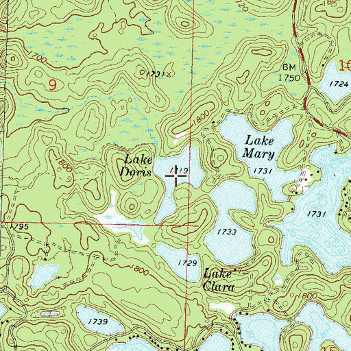 Topographic Map of Lake Doris, WI