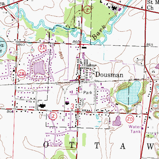 Topographic Map of Dousman, WI