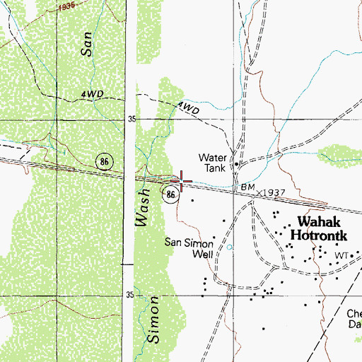 Topographic Map of Tracy Maintenance Camp, AZ