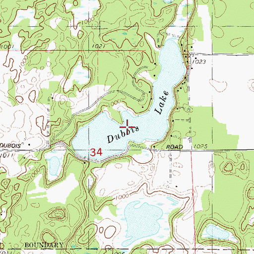 Topographic Map of Dubois Lake, WI