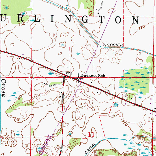 Topographic Map of Duckett School, WI