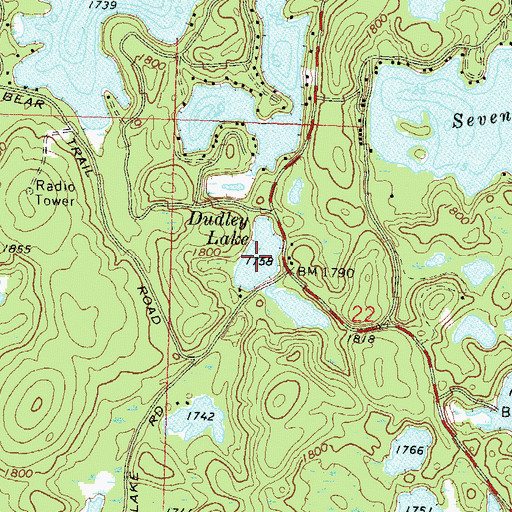 Topographic Map of Dudley Lake, WI