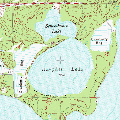 Topographic Map of Durphee Lake, WI