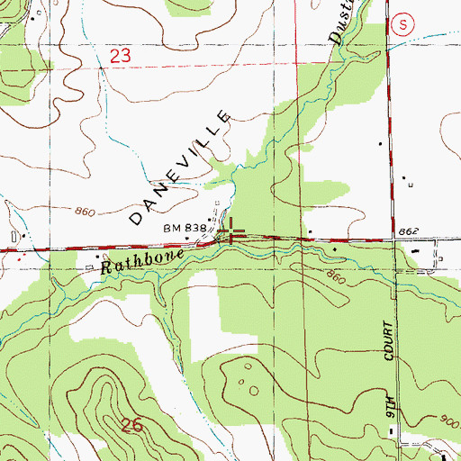 Topographic Map of Dustin Creek, WI
