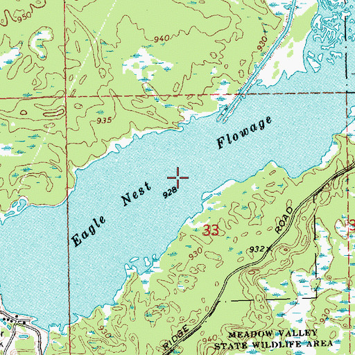 Topographic Map of Eagle Nest Flowage, WI