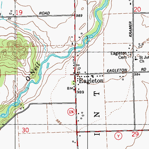 Topographic Map of Eagleton, WI