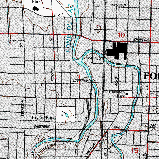 Topographic Map of East Branch Fond Du Lac River, WI