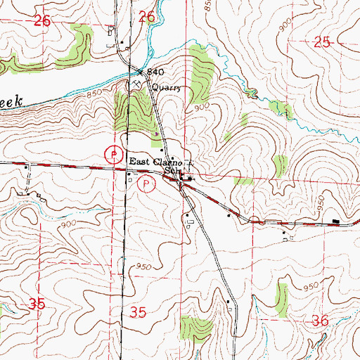 Topographic Map of East Clarno School, WI