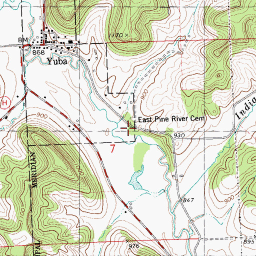 Topographic Map of East Pine River Cemetery, WI