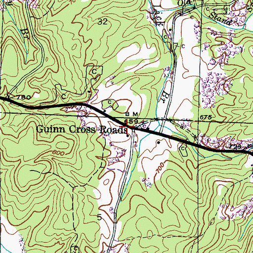 Topographic Map of Guinn Cross Roads, AL
