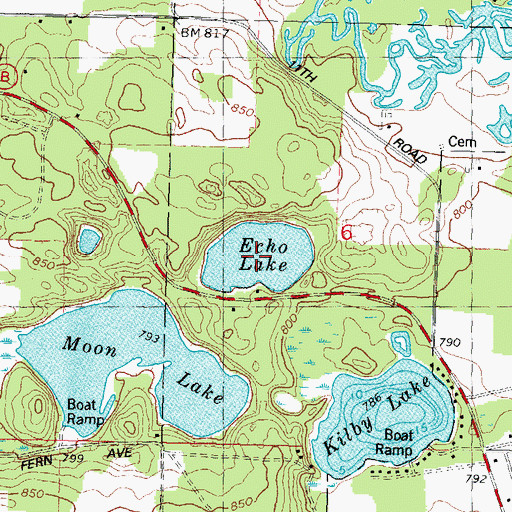 Topographic Map of Echo Lake, WI