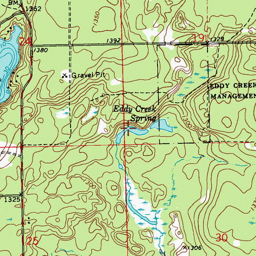Topographic Map of Eddy Creek Spring, WI