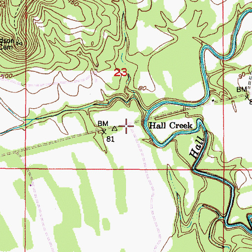 Topographic Map of Hall Creek, AL