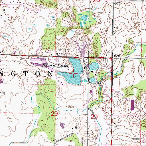 Topographic Map of Ehne Lake, WI