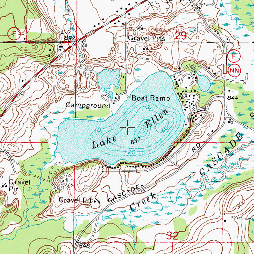 Topographic Map of Lake Ellen, WI