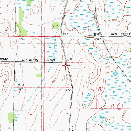 Topographic Map of Elmwood School, WI