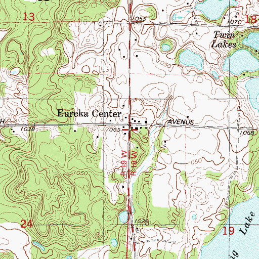 Topographic Map of Eureka Center, WI