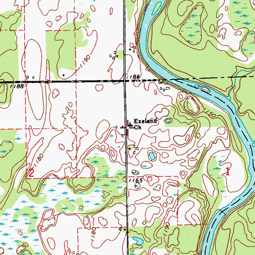 Topographic Map of Exeland Church, WI