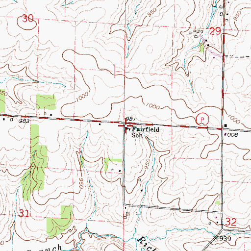 Topographic Map of Fairfield School, WI