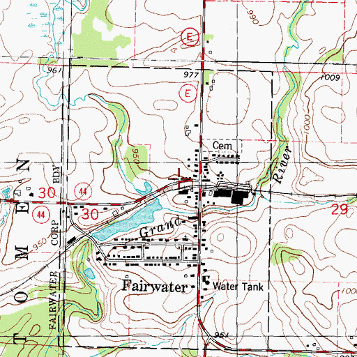 Topographic Map of Fairwater, WI