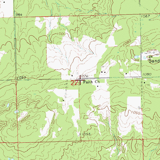 Topographic Map of Faith Church, WI