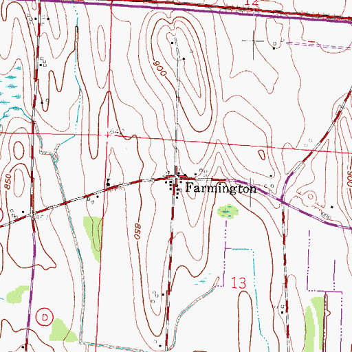 Topographic Map of Farmington, WI