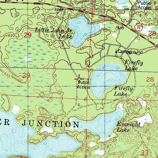 Topographic Map of Firefly Lake, WI