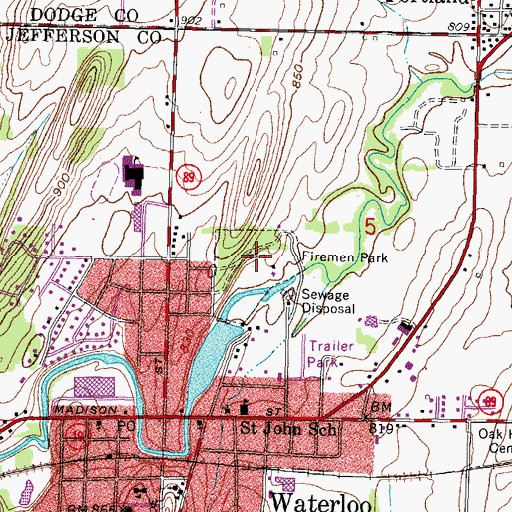 Topographic Map of Firemen Park, WI