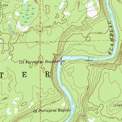 Topographic Map of First Porcupine Rapids, WI