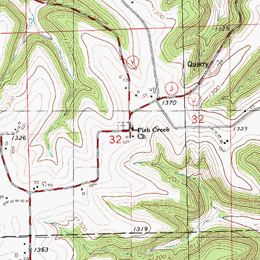 Topographic Map of Fish Creek Church, WI