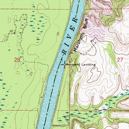 Topographic Map of Howard Landing, AL
